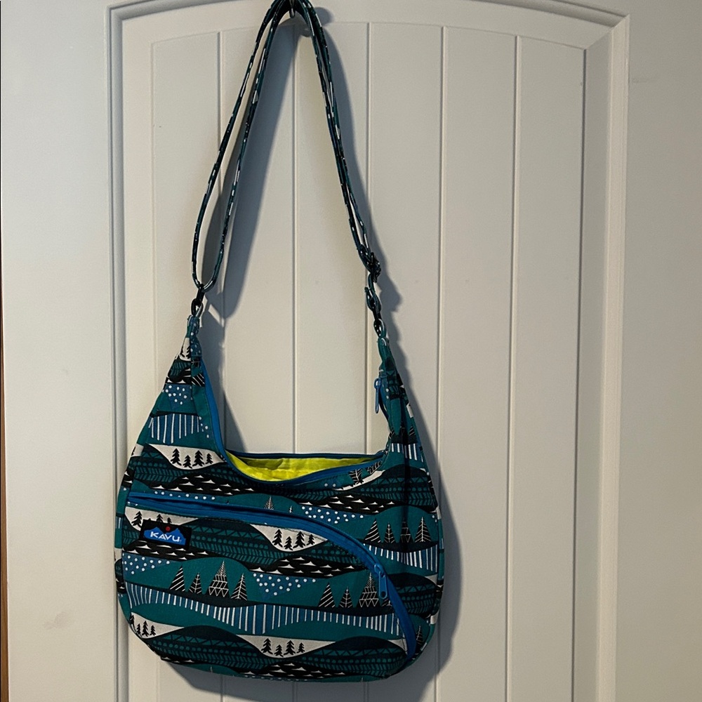 Kavu Blue and Black Patterned Shoulder Bag